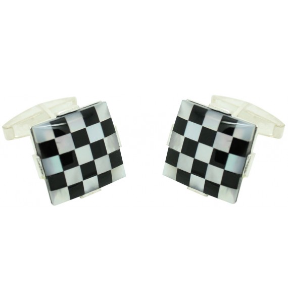 Gemelos para hombre Piedra Ajedrez Plata 925