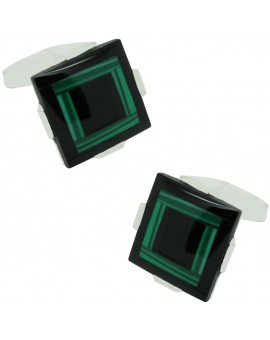 Gemelos piedra verde y negro plata 925 para camisa