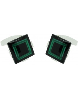 Sterling Silver Black and Green Cufflinks 2