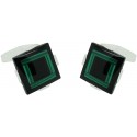 Sterling Silver Black and Green Cufflinks