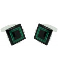 Sterling Silver Black and Green Cufflinks