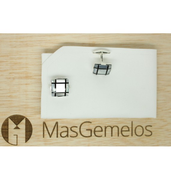 Sterling Silver White and Black Onyx Cufflinks