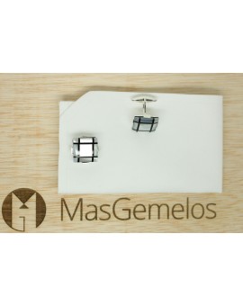 Gemelos camisa onix blanco negro plata 925