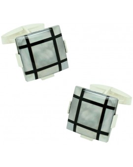 Gemelos camisa onix blanco negro plata 925