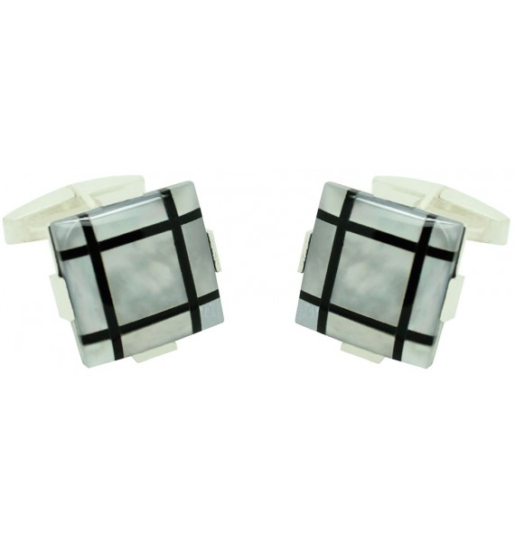 Gemelos camisa onix blanco negro plata 925