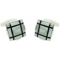 Sterling Silver White and Black Onyx Cufflinks