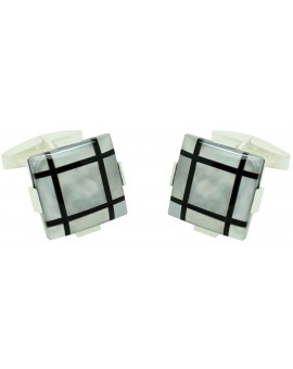Gemelos camisa onix blanco negro plata 925