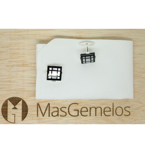 Sterling Silver Black Lines Cufflinks