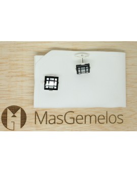 Gemelos de camisa plata onix filo