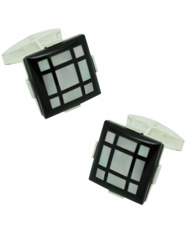 Gemelos de camisa plata onix filo