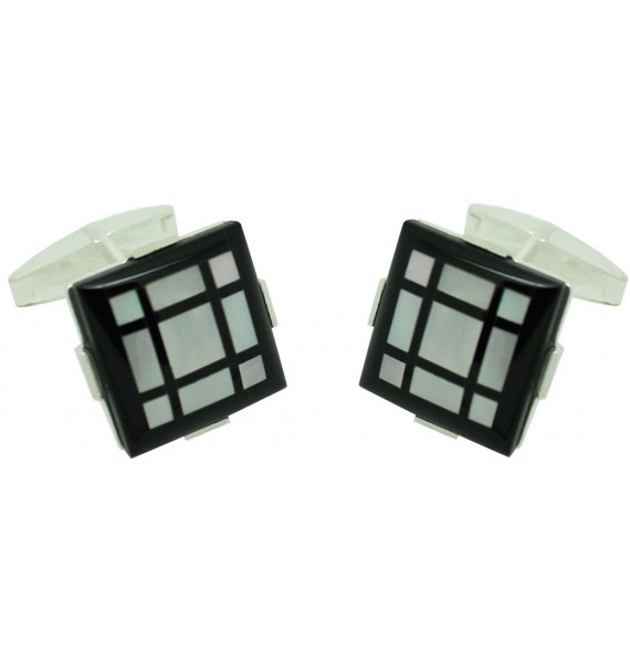 Gemelos de camisa plata onix filo