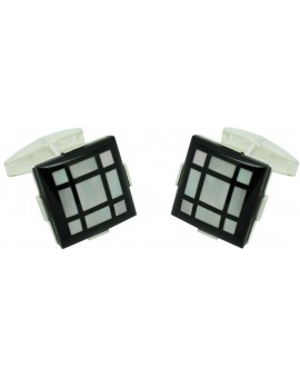 Gemelos de camisa plata onix filo