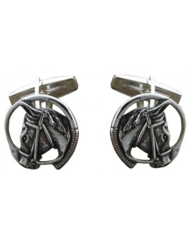 Gemelos Plata 925 Cabeza de Caballo y Fusta 2