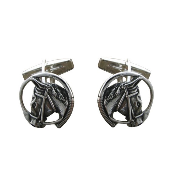 Gemelos camisa Cabeza de Caballo y Fusta Plata 925