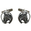 Sterling Silver Horse Head and Riding Whip Cufflinks