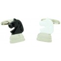 Gemelos para camisa Caballo Ajedrez negro y blanco
