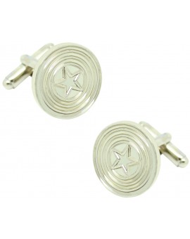 Silver Plated Captain America Shield Cufflinks 