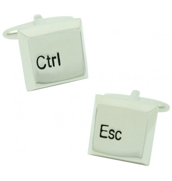 3D Silver Control and Escape Cufflinks 