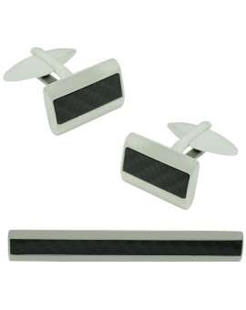 Gemelos personalizados y Pisacorbatas Fibra de Carbono