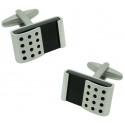 Gemelos para camisa Piedra de grafito plateado