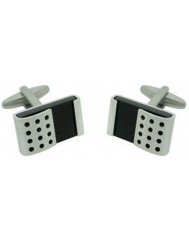 Stainless Steel Metal Wrap Black Stone Cufflinks 2