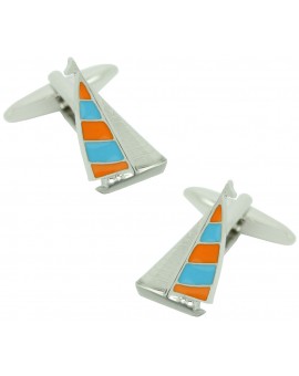 Orange and Blue Sailboat Cufflinks 