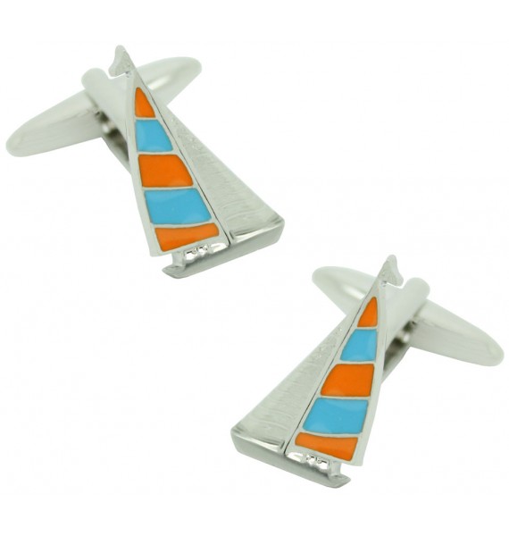 Orange and Blue Sailboat Cufflinks 