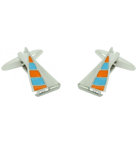Orange and Blue Sailboat Cufflinks 