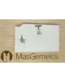 Orange and Blue Sailboat Cufflinks 