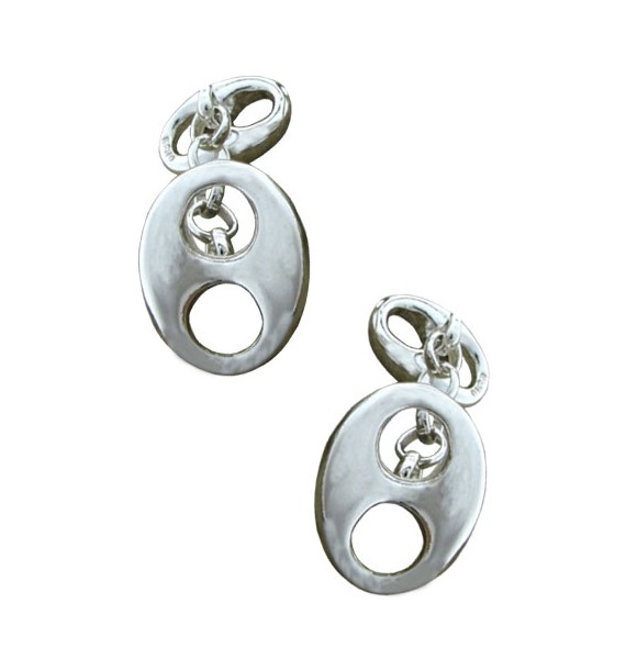 Sterling Silver Double Hawser Holes Cufflinks