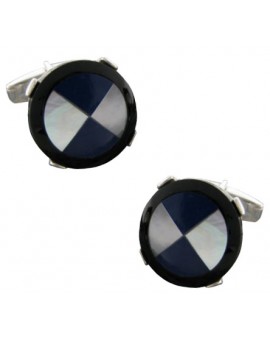 Gemelos Plata 925 Aspa Azul y Blanca