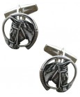 Sterling Silver Horse Head and Riding Whip Cufflinks