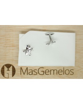 Gemelos camisa esquís con bastones 