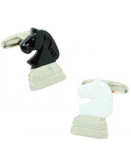 Gemelos para camisa Caballo Ajedrez negro y blanco