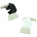 Gemelos para camisa Caballo Ajedrez negro y blanco