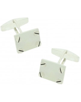 Gemelos Rectangular Tornillos Plata 925