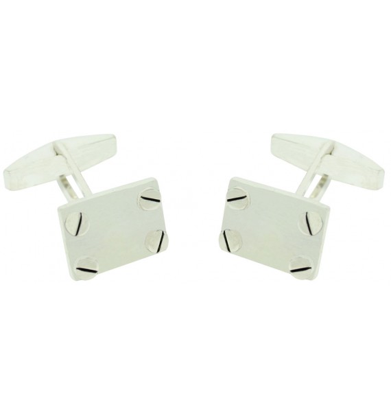 Gemelos Rectangular Tornillos Plata 925