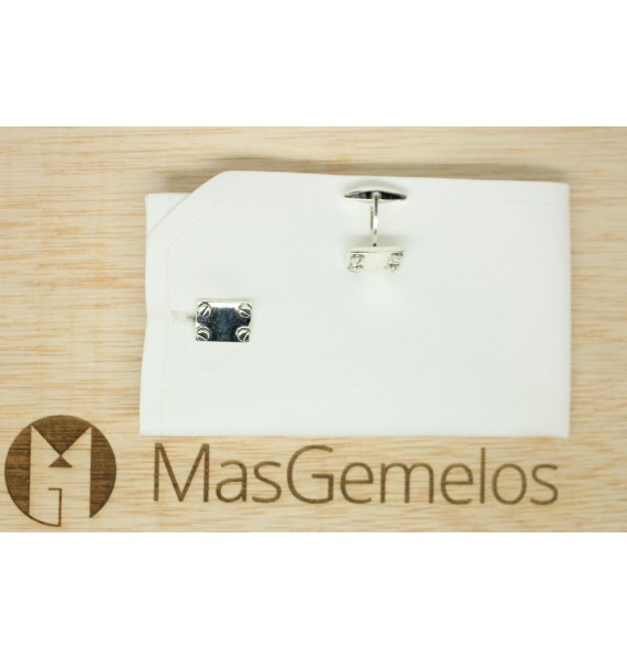 Gemelos Rectangular Tornillos Plata 925