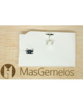 Gemelos Rectangular Tornillos Plata 925