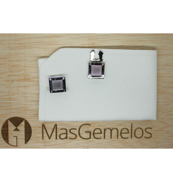 Cubrebotones para camisa Rejilla Plata