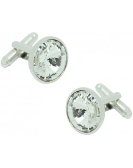 Gemelos para camisa Círculo Cristal de Swarovski Blanco 