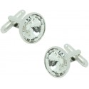 White Swarovski Circle Cufflinks 