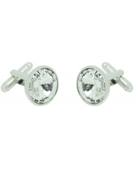 White Swarovski Circle Cufflinks  2