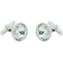 White Swarovski Circle Cufflinks 