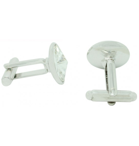 White Swarovski Circle Cufflinks 