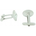 White Swarovski Circle Cufflinks 