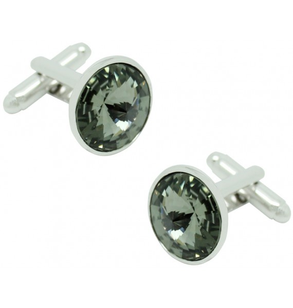 Grey Swarovski Circle Cufflinks 