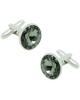 Grey Swarovski Circle Cufflinks 