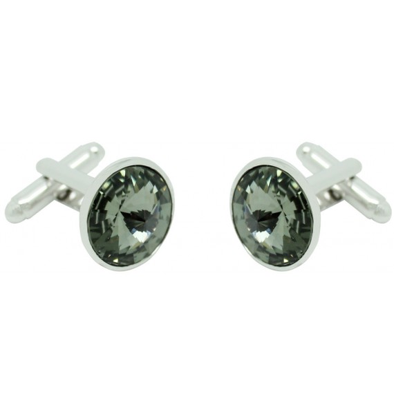 Grey Swarovski Circle Cufflinks 