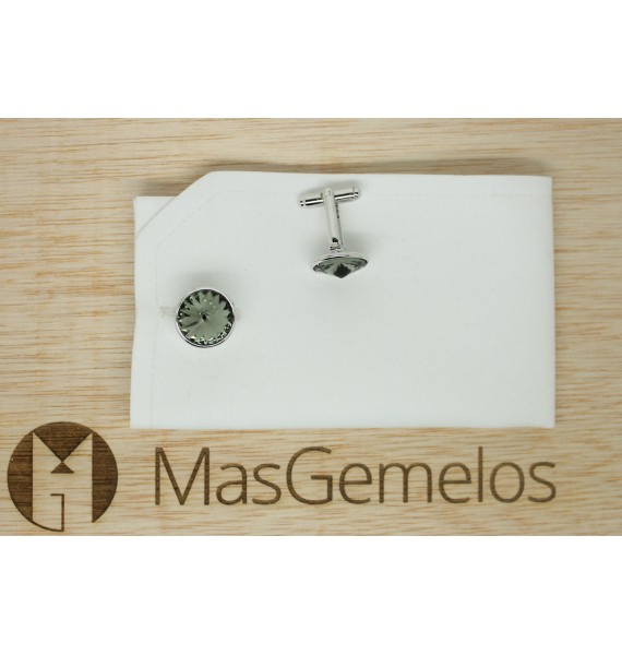 Gemelos para camisa Círculo Cristal de swarovski Gris  